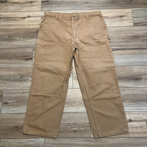 Men's Carhartt Duck Cavas Jeans SZ 40x30 Tan Brown Cotton Work Casual B11 BRN - Picture 1 of 12